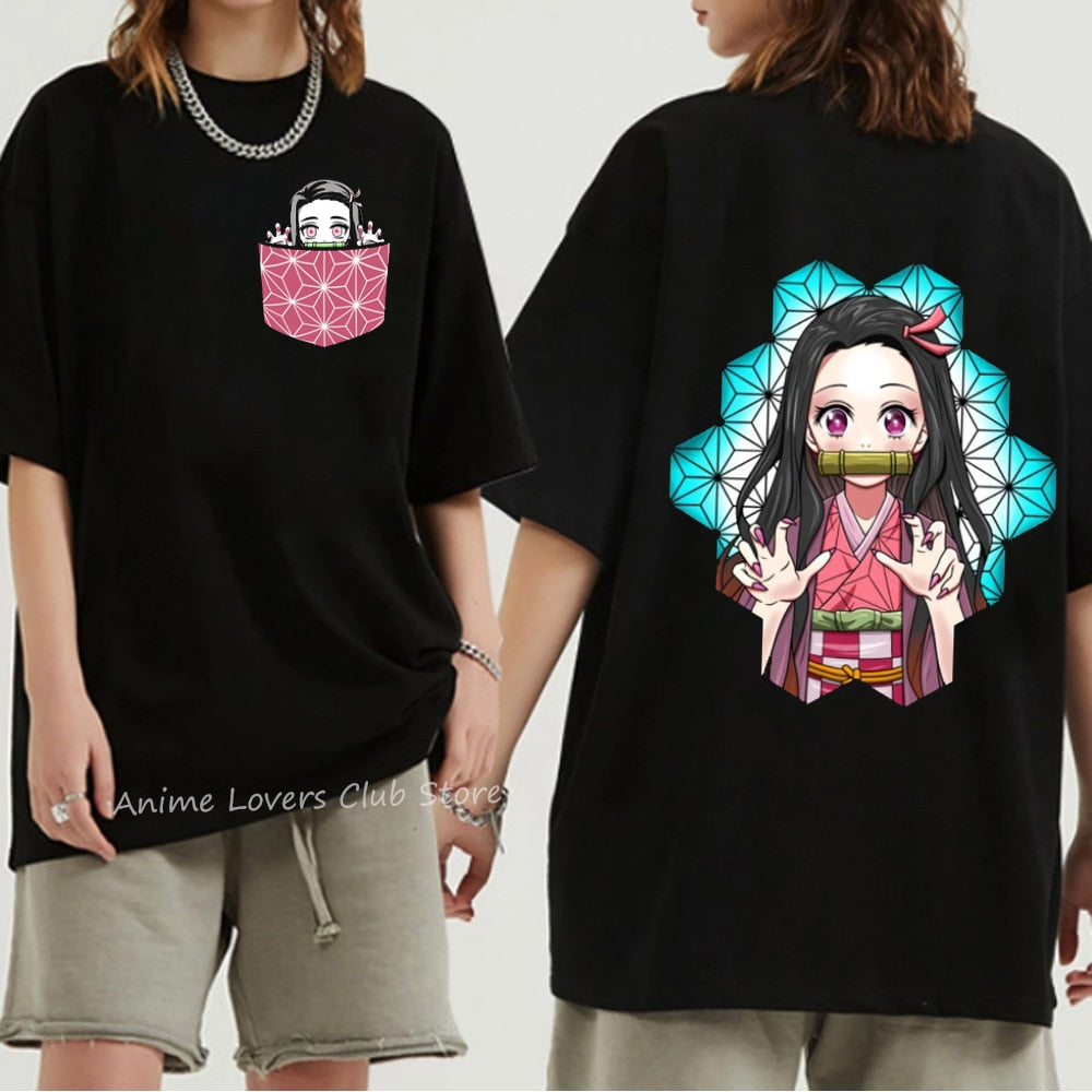 Unisex Demon Slayer T Shirt 100% Cotton T-Shirts Anime Print T-Shirt Rengoku Kyoujurou Nezuko Ninja Short Top Y2k Harajuku Tops