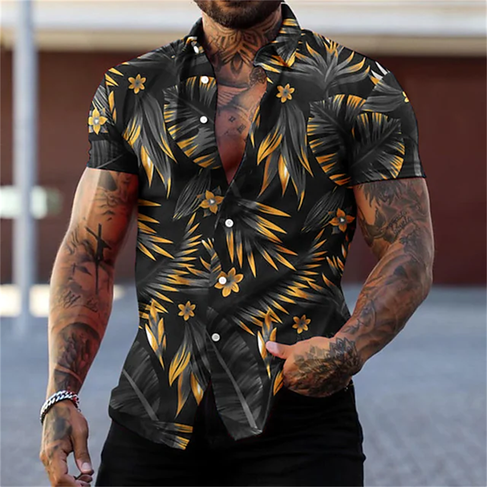 Hawaiian Shirt For Mens 2023 3D Print Short Sleeve Blouse Beach Holiday Top Tee Summer Oversized Men&#39;s Clothing Camisa Masculina