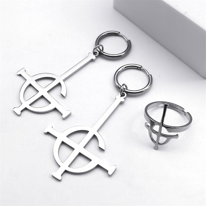 Stainless Steel Jewelry Set Ghost BC Rock Band Pendant Necklace The band Ghost Ghoul Chain Necklaces Fashion Earring Ring collar