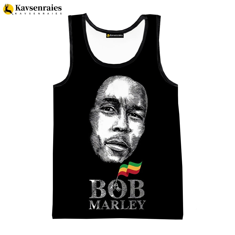 Bob Marley Vest New Fashion Summer Fitness Men Tank Tops Sleeveless Women Hip Hop Harajuku Streetwear Beach Undershirt