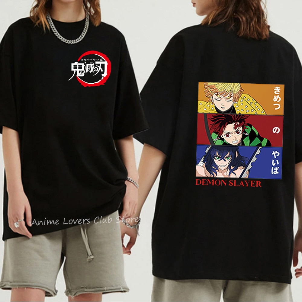 Unisex Demon Slayer T Shirt 100% Cotton T-Shirts Anime Print T-Shirt Rengoku Kyoujurou Nezuko Ninja Short Top Y2k Harajuku Tops