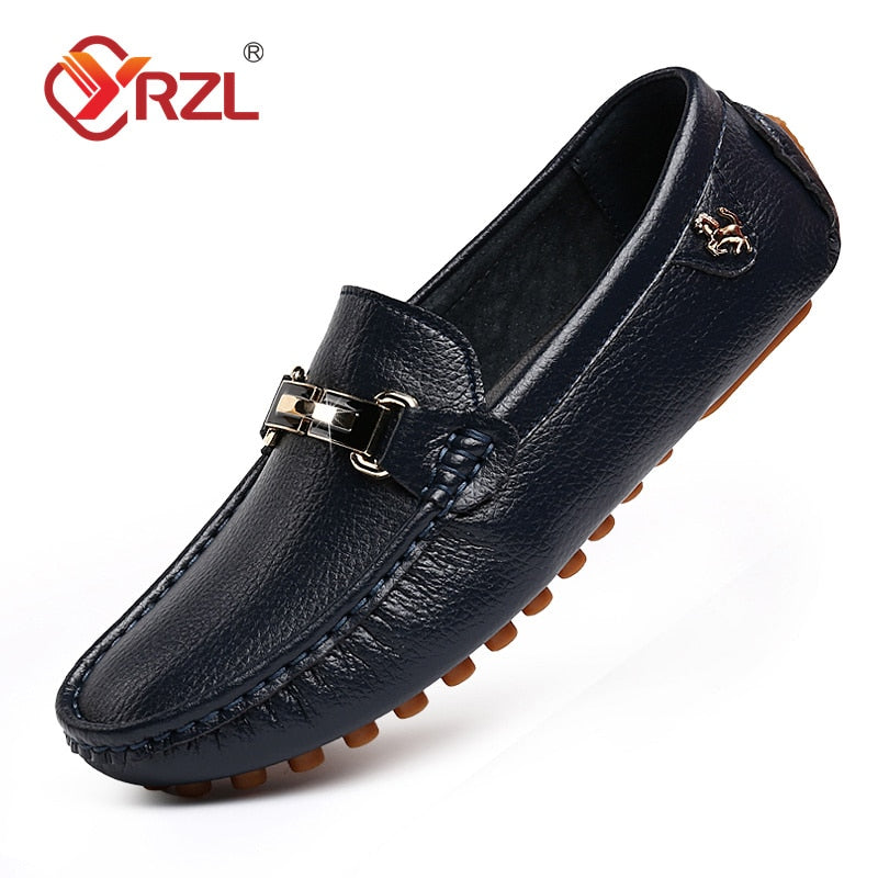 YRZL Leather Loafers for Men Handmade Moccasins Men Shoes Flats Casual Leather Shoes for Men Luxury Comfy Mens Loafers Size 47