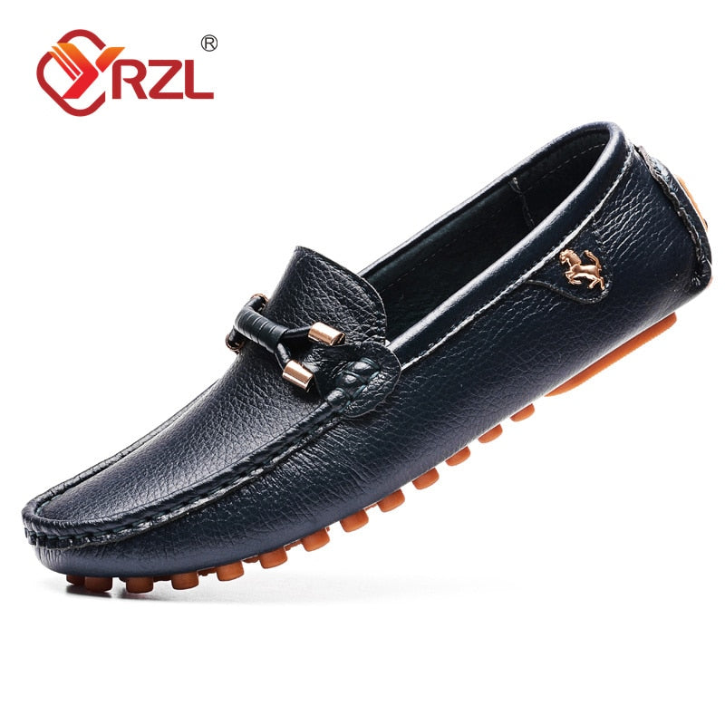 YRZL Leather Loafers for Men Handmade Moccasins Men Shoes Flats Casual Leather Shoes for Men Luxury Comfy Mens Loafers Size 47