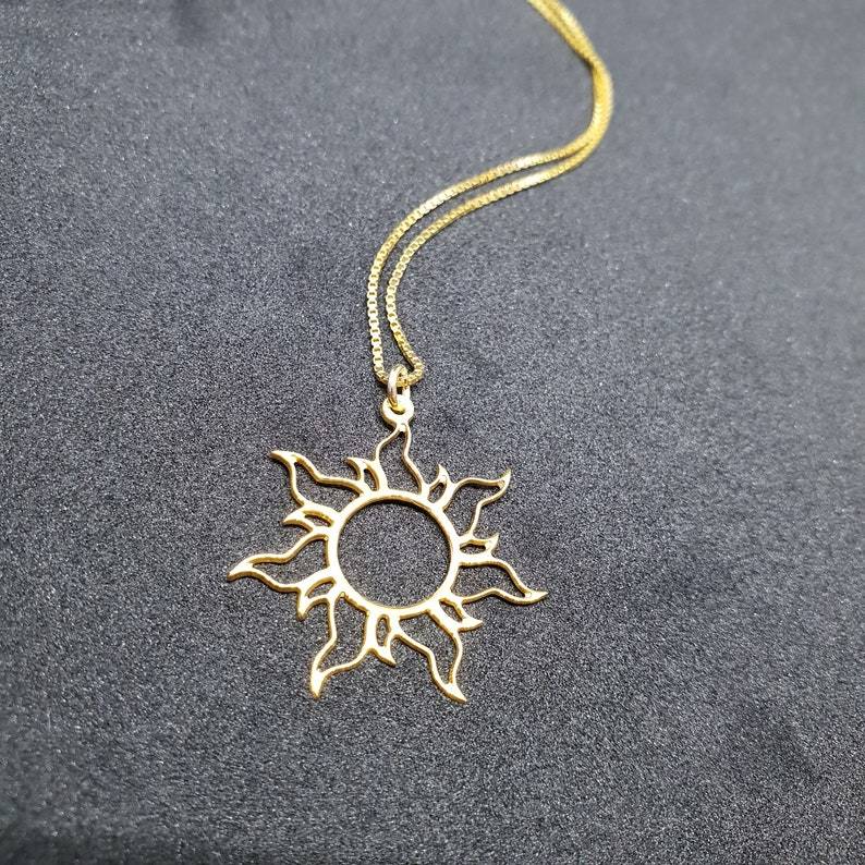 Stainless Steel Necklace Plated Ethnic Sun Totem Pendent Necklaces For Charm Women Birthday Fashion Jewelry Collares Para Mujer