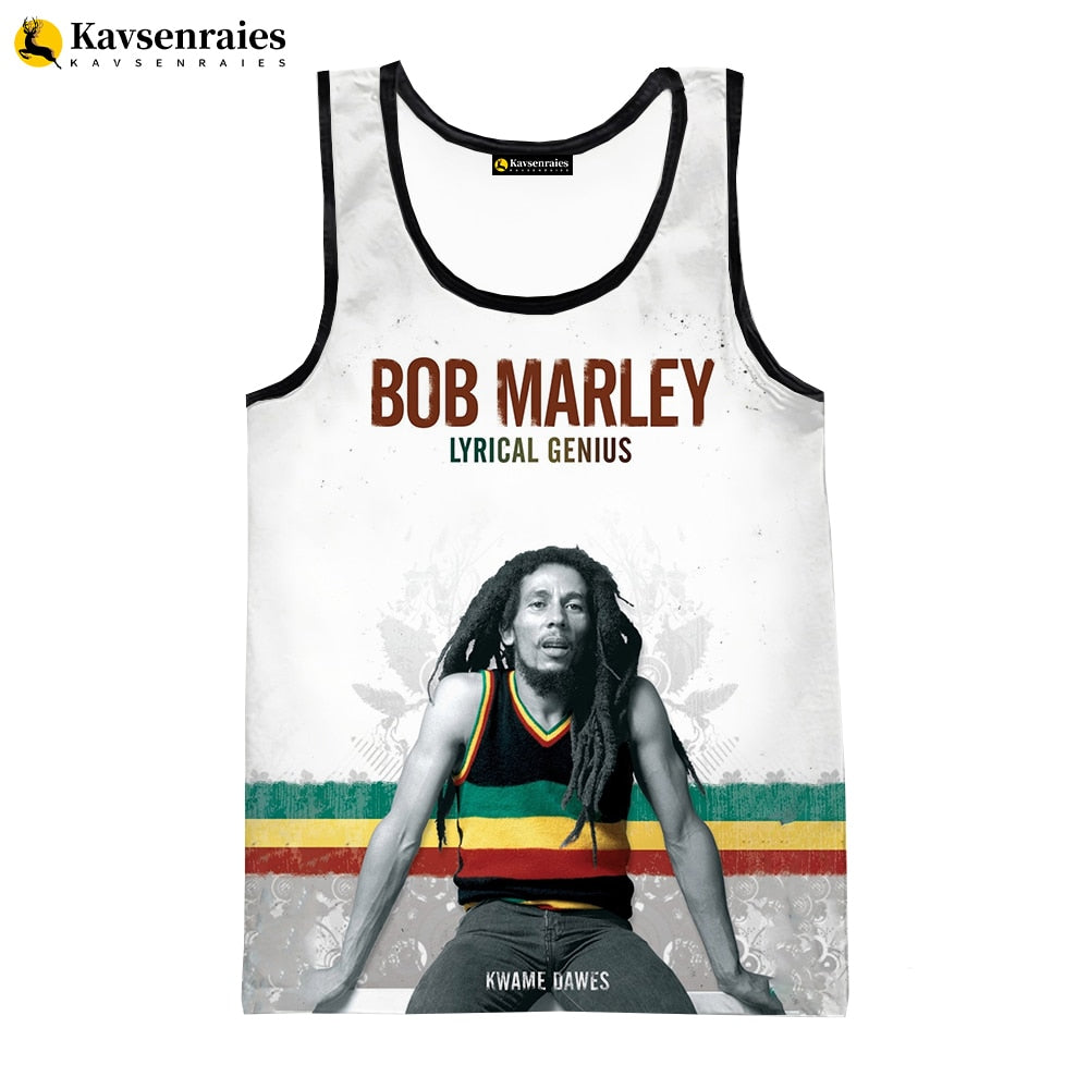 Bob Marley Vest New Fashion Summer Fitness Men Tank Tops Sleeveless Women Hip Hop Harajuku Streetwear Beach Undershirt