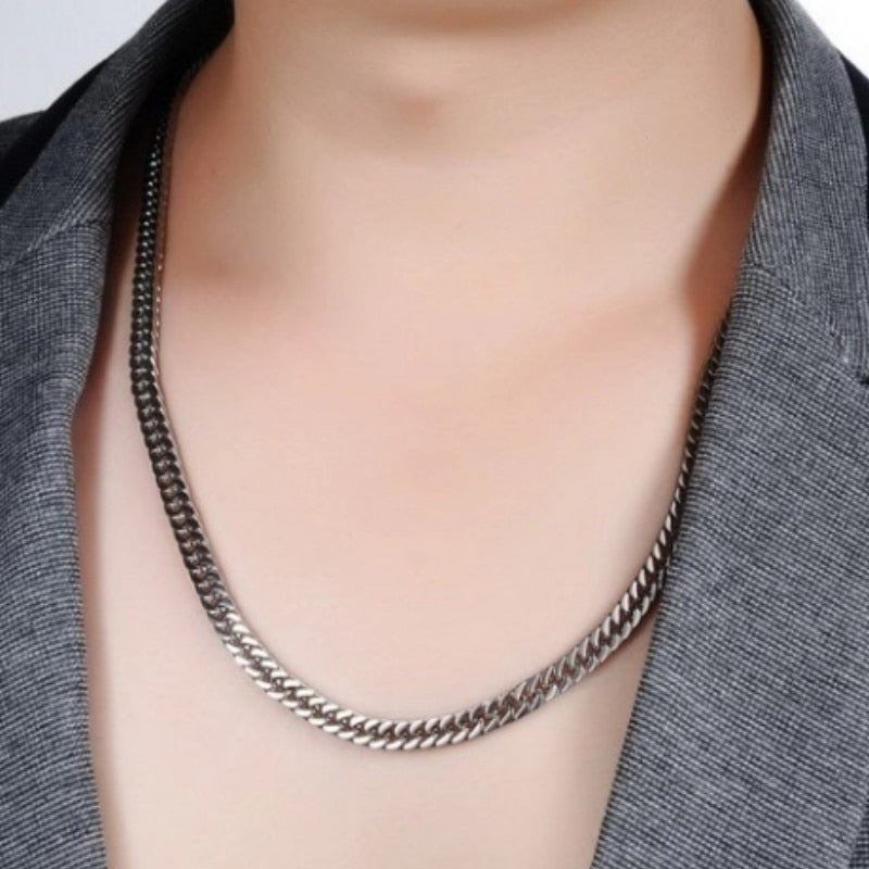 HNSP 8MM-14MM Stainless Steel Cuban Chain Necklace For Men Neck Jewelry Accessories Male Gift Wholesale