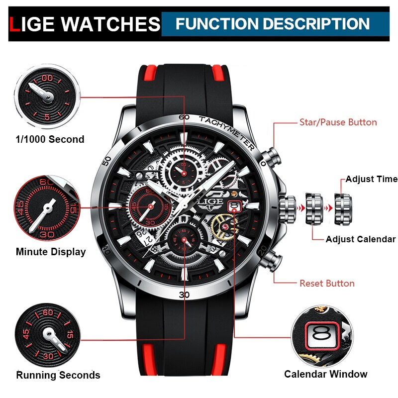 Men Watches Casual Luxury Sport Waterproof Quartz Watch Chronograph Military Watch Men Clock Man Relogio Masculino