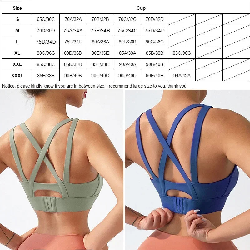 Cloud Hide Plus Size Yoga Bra Sexy Back Sports Top for Women Fitness Push up Gym Workout Running Shirt Shockproof Athletic Vest