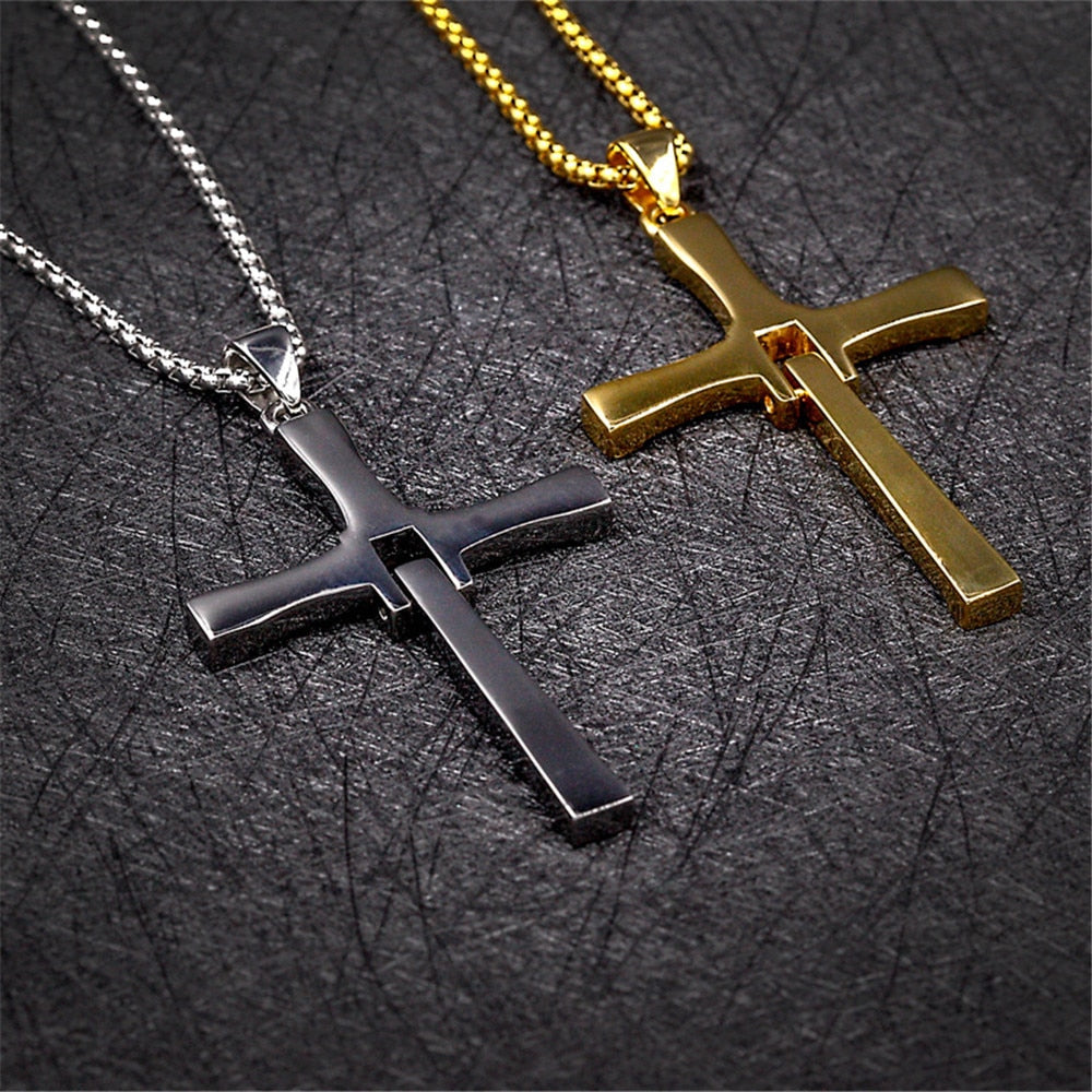 Cross Necklace Rhinestones Luxury Chain Dominic Toretto Stainless Steel Jewelry Accesories