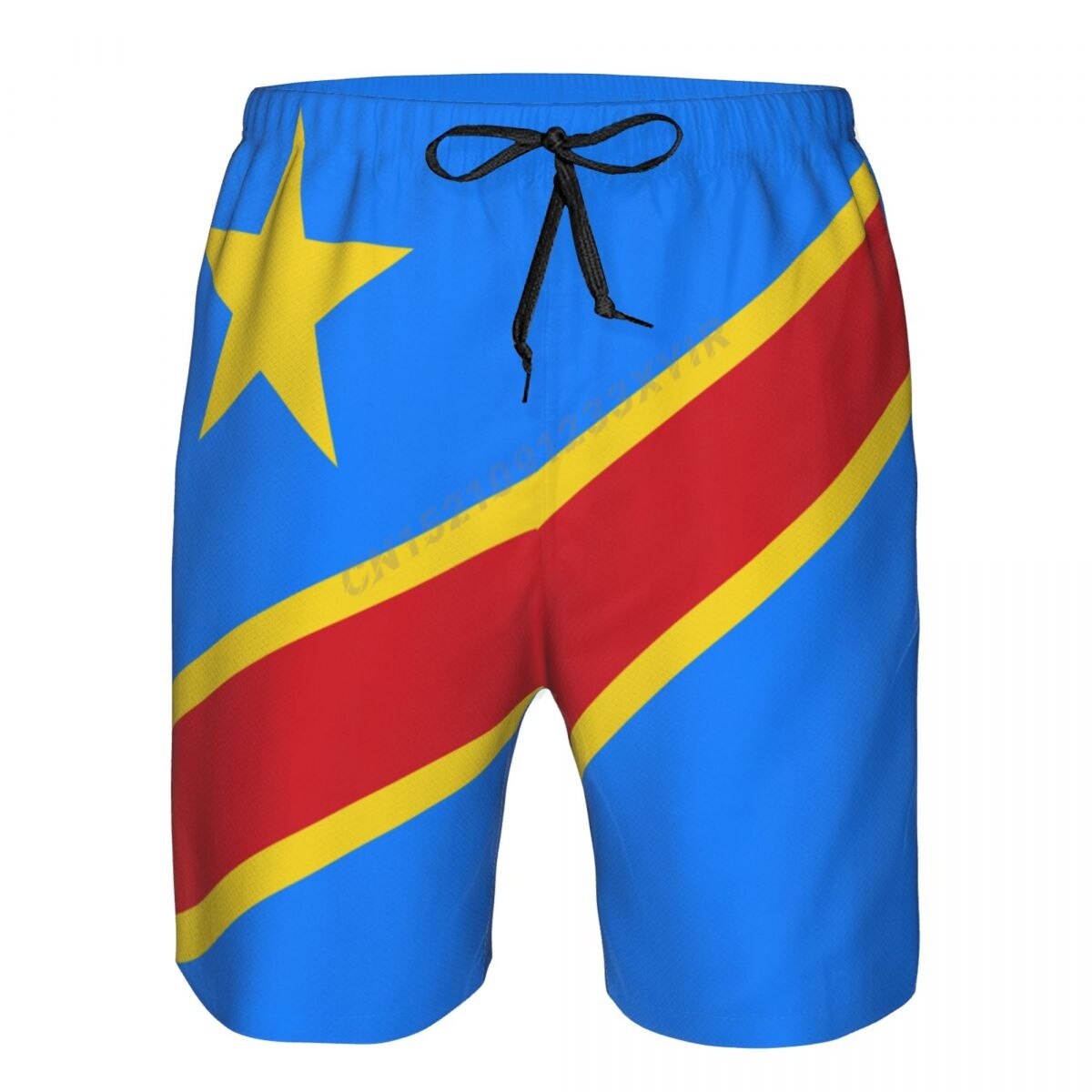 Summer Men&#39;s Democratic Republic Of Congo Flag Beach Pants Shorts Surfing M-2XL Polyester Swimwear Running