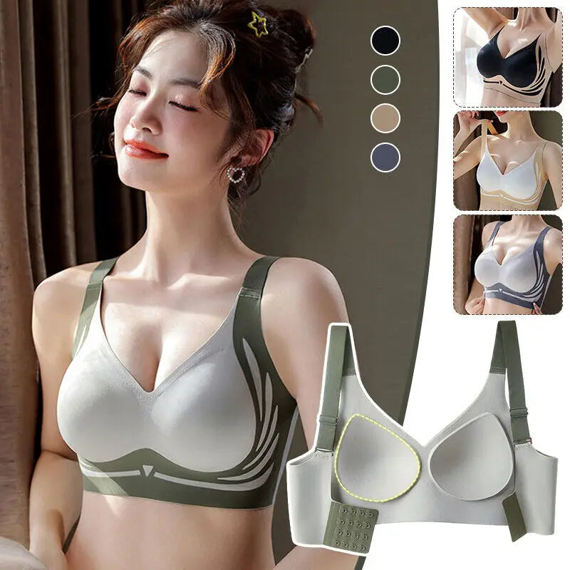 Womens Push Up Bra Running Shock-Absorbing Sports Fixed Cup Bra Shapewear Comfy For Women Sports Bra