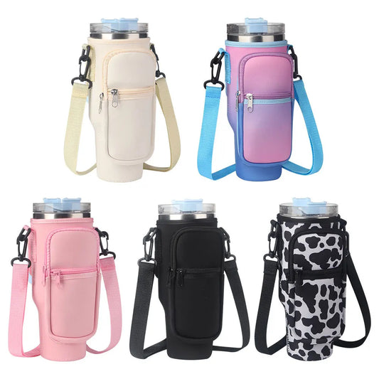 Portable Water Bottle Carrier Bag With Adjustable Shoulder Strap For Stanley 40oz Tumbler Waterproof Neoprene Case