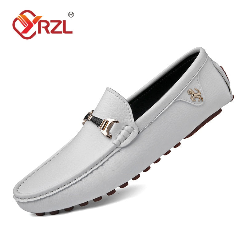 YRZL Leather Loafers for Men Handmade Moccasins Men Shoes Flats Casual Leather Shoes for Men Luxury Comfy Mens Loafers Size 47