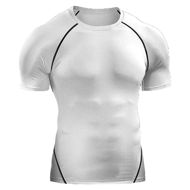 Compression T Shirt Men Summer Sportswear Running T-shirt Elastic Quick Dry Sport Tops Tee Athletic Gym Workout Shirts Men