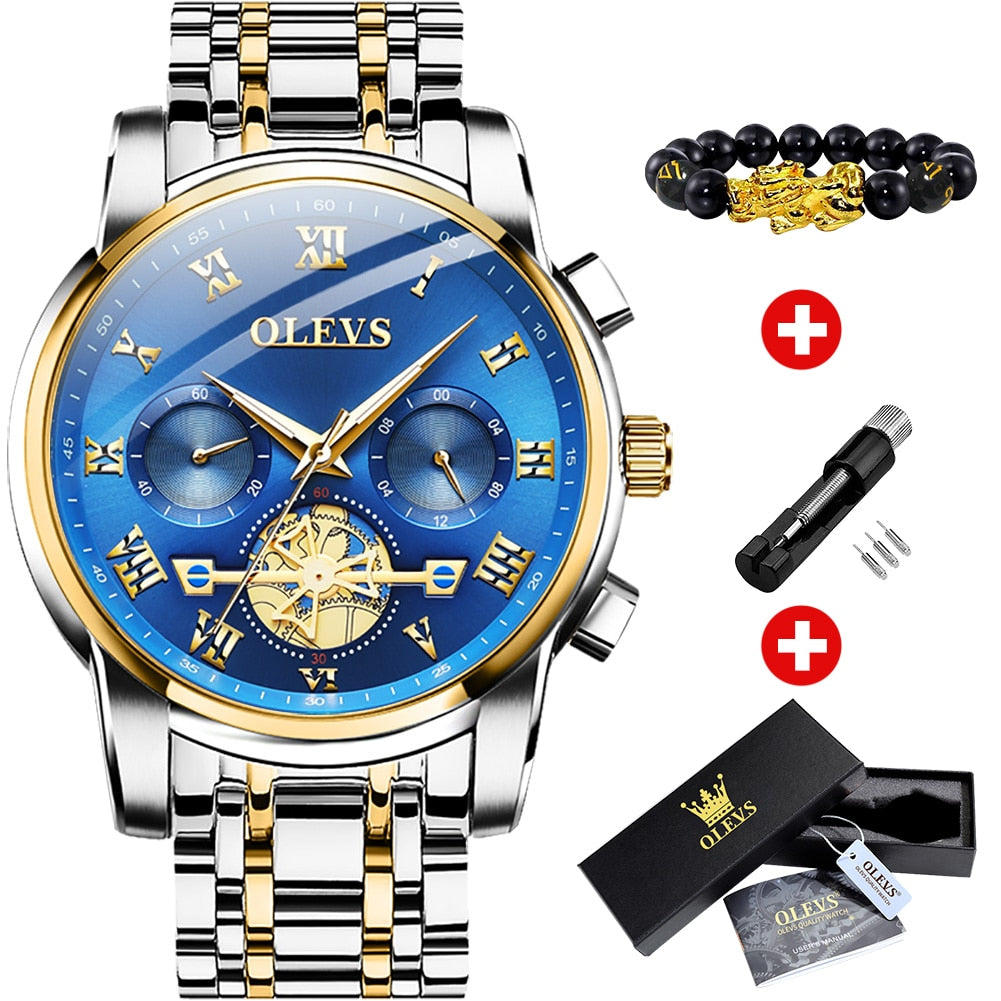 OLEVS Top Brand Men&#39;s Watches Classic Roman Scale Dial Luxury Wrist Watch for Man Original Quartz Waterproof Luminous Male reloj