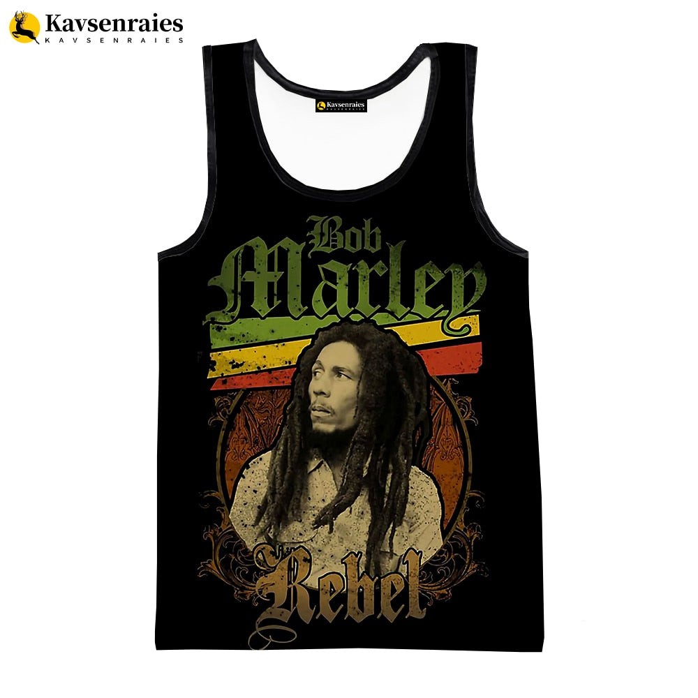 Bob Marley Vest New Fashion Summer Fitness Men Tank Tops Sleeveless Women Hip Hop Harajuku Streetwear Beach Undershirt