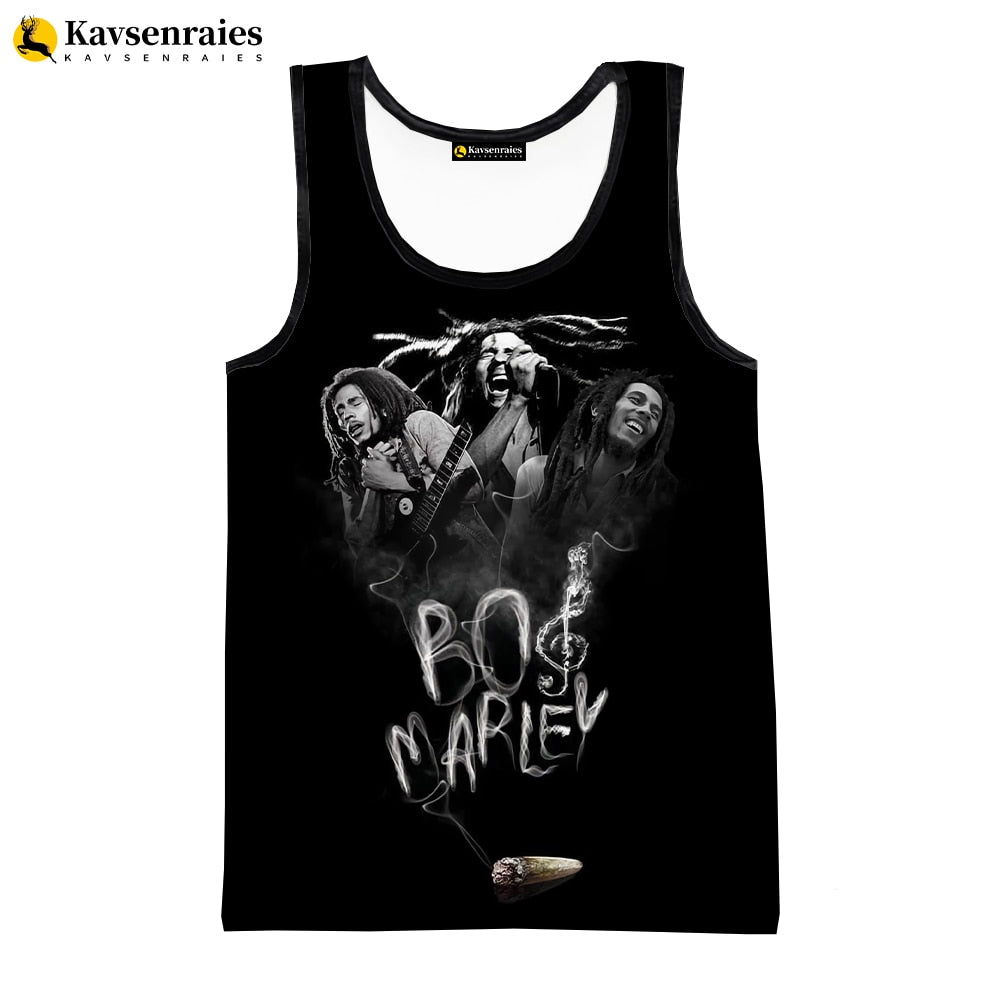 Bob Marley Vest New Fashion Summer Fitness Men Tank Tops Sleeveless Women Hip Hop Harajuku Streetwear Beach Undershirt