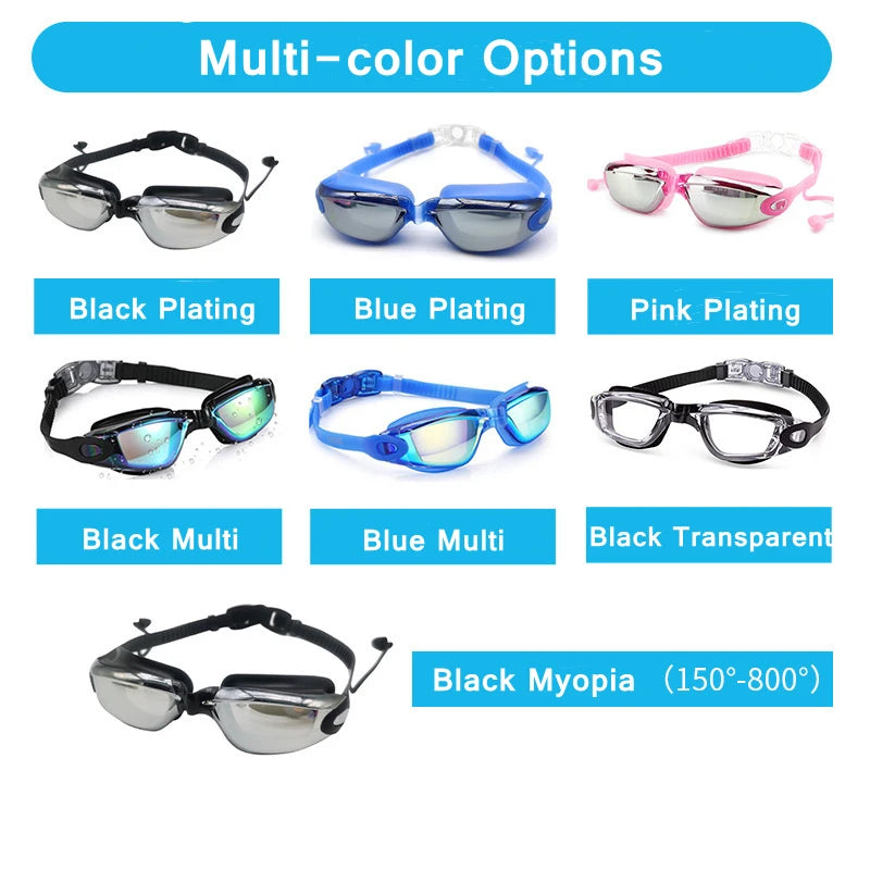 Swimming Goggles for Men Women Anti-fog UV Protection Waterproof Silicone Adjustable Swim Pool Eyewear Adults Diving Glasses