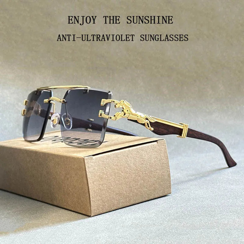 Square Sunglasses For Men New Luxury Vintage Designer Rimless Sunglasses Women Trendy Fashion Glasses Gafas De Sol Hombre