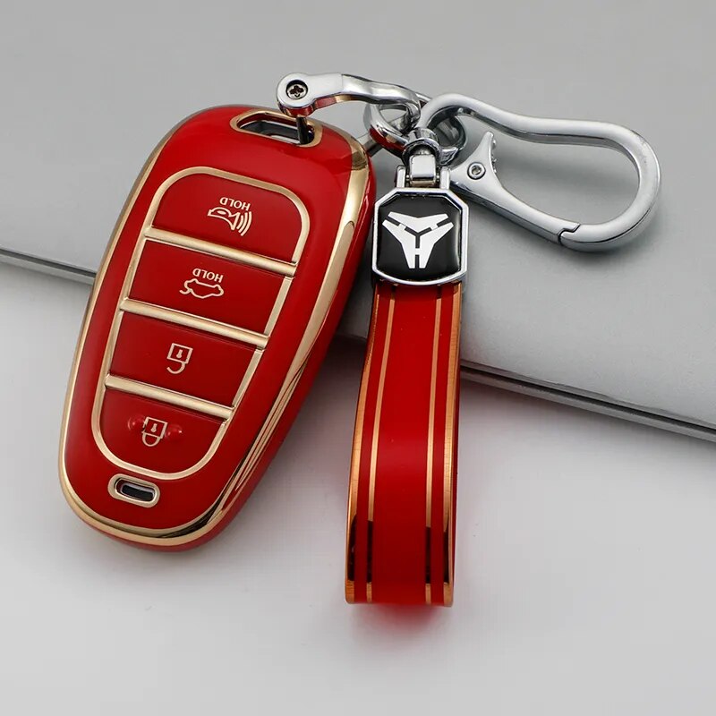 4/5/7 Buttons TPU Car Key Cover for Hyundai Santa Fe Tucson 2022  NEXO NX4 Atos Solaris Prime 2021 Auto Shell Fob Case Keychain