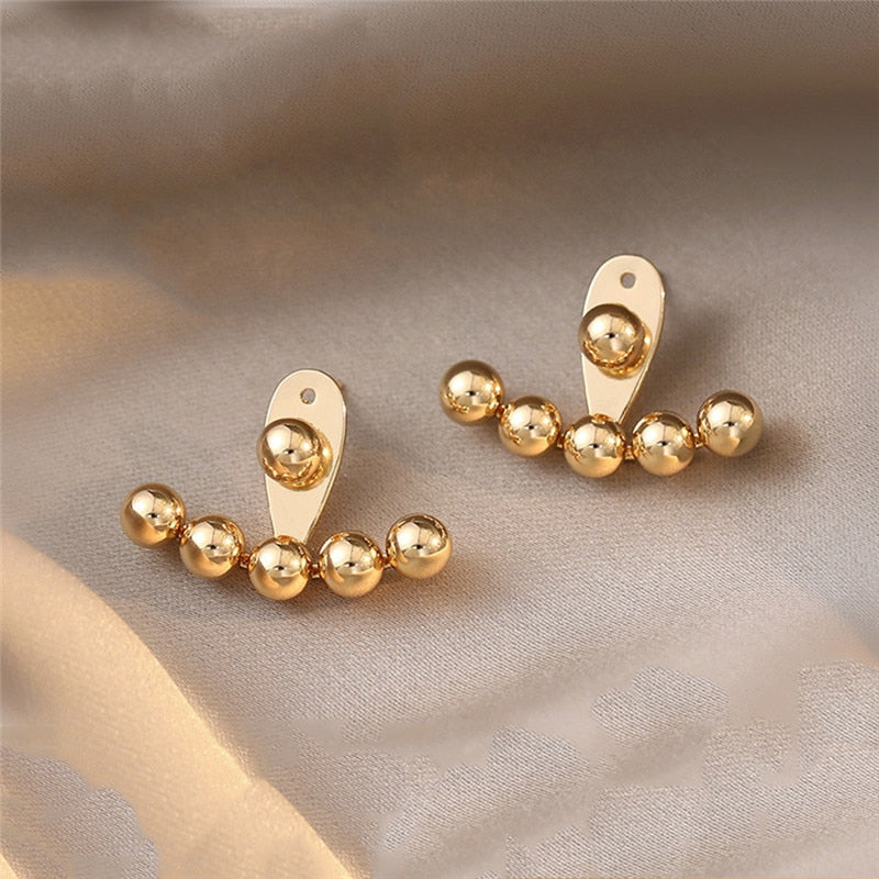 New Elegant Metal Heart-Shaped Back Hanging Pearl Earrings Korean Fashion Jewelry For Woman Girls Accessories Wholesale