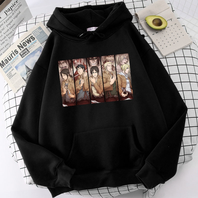 Attack on Titan Hoodies Eren Yeager Anime Print Hoodie Long Sleeve Loose Hip Hop Sweatshirt Men Streetwear Oversized Hoody Tops