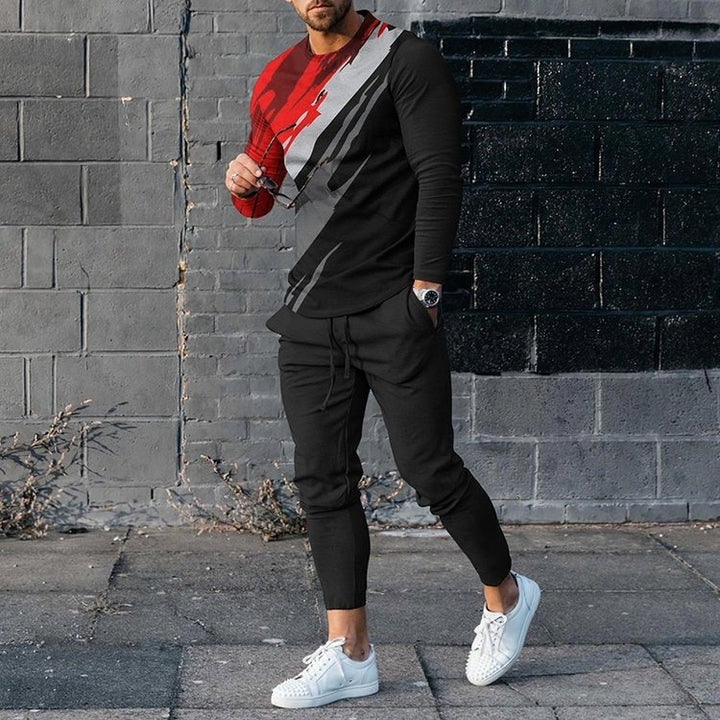 Autumn Long Sleeve+Trousers Suit Men Streetwear Casual Men Long Style Set Oversized Set Long Tracksuit Men Clothing 2 Piece Sets