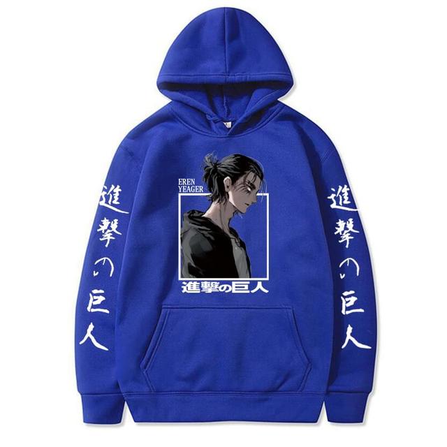 Attack on Titan Hoodies Eren Yeager Anime Print Hoodie Long Sleeve Loose Hip Hop Sweatshirt Men Streetwear Oversized Hoody Tops