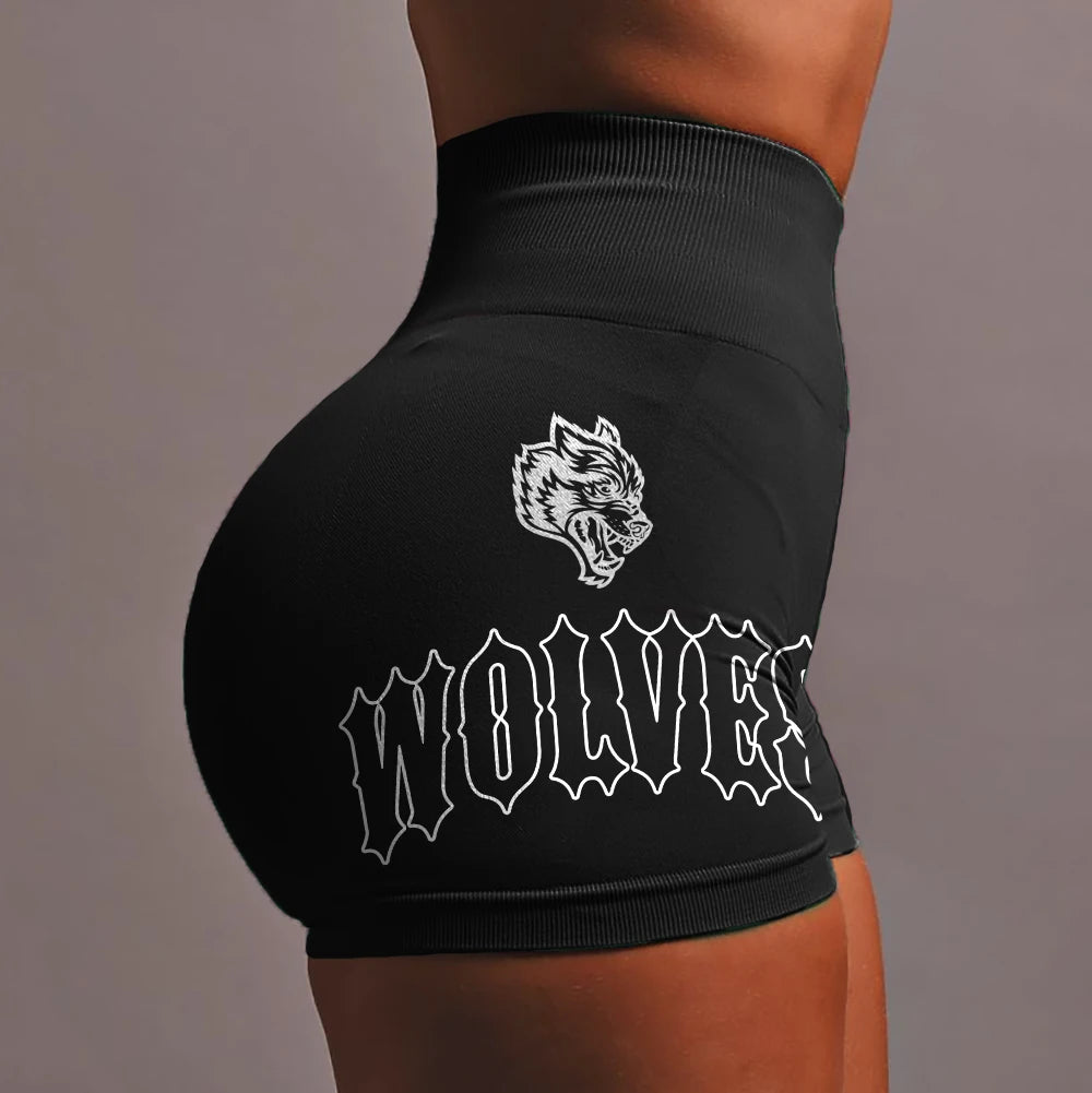 She Darc Sport Shorts Fashion Gym Pants Push Up New Style Wolf Head Fitness Female Skinny Bottom Running Yoga Sexy Tight Shorts