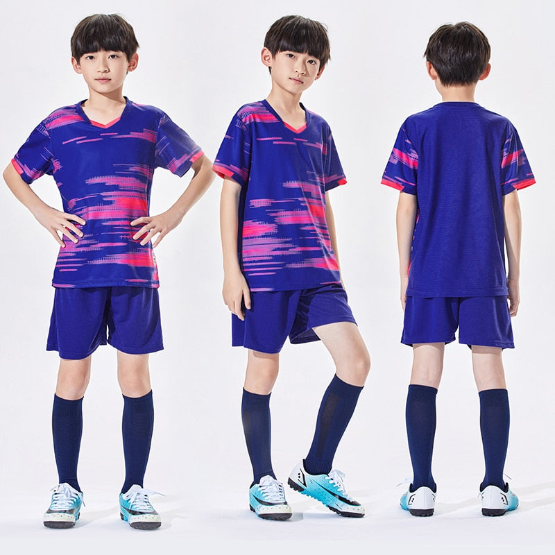 Wholesale Custom 100% Polyester Cheap Children&#39;s Soccer Jerseys Breathable Football Jersey Sets Soccer Uniform Set For Kids Y305