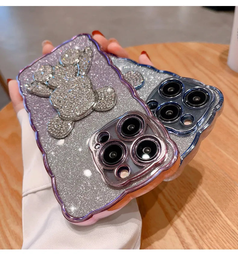 Bling Rhinestone for iPhone 11 14 12 13 Pro Max Case Glitter Diamond Cute Bear for iphone 14 13 8 7 SE XR Xs Max 14 Plus Cover