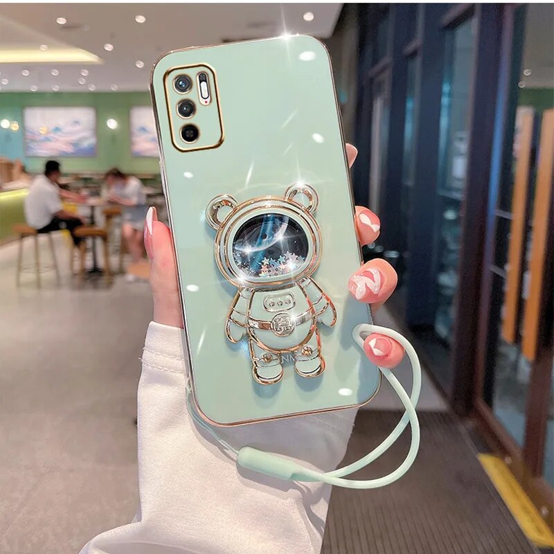 Quicksand Astronaut Holder Case For Redmi Note 11S 11Pro 12Pro 10 9S 8 For POCO M4 Pro X3Pro M5S Redmi A1 9A 9C 9T 10A TPU Cover