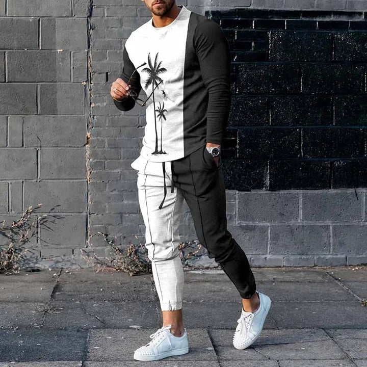 Autumn Long Sleeve+Trousers Suit Men Streetwear Casual Men Long Style Set Oversized Set Long Tracksuit Men Clothing 2 Piece Sets