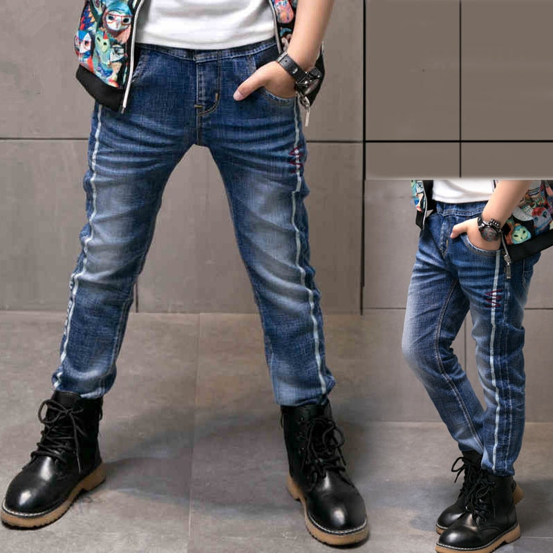3-12 Years Spring Autumn Boys Jeans Casual Cartoon Pattern Slim Trousers For Kids Children Outdoor Wear Panst