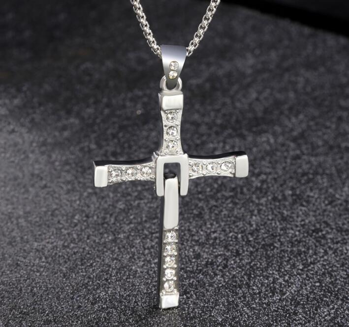 Cross Necklace Rhinestones Luxury Chain Dominic Toretto Stainless Steel Jewelry Accesories