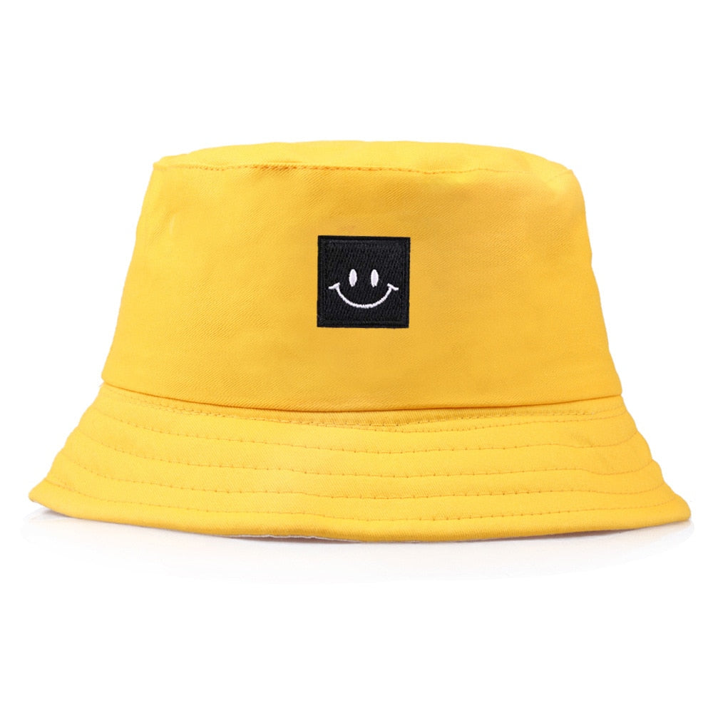 Fashion Women Bucket Hat New Candy Colors Smile Face Sun Hat Fishing Hat Fisherman Cap for Girls Men Travel Hip Hop Panama Hats