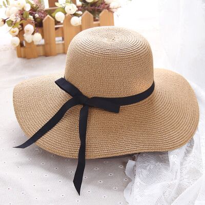 New Simple Foldable Wide Brim Floppy Girls Straw Hat Sun Hat Beach Women Summer Hat UV Protect Travel Cap Lady Cap Female