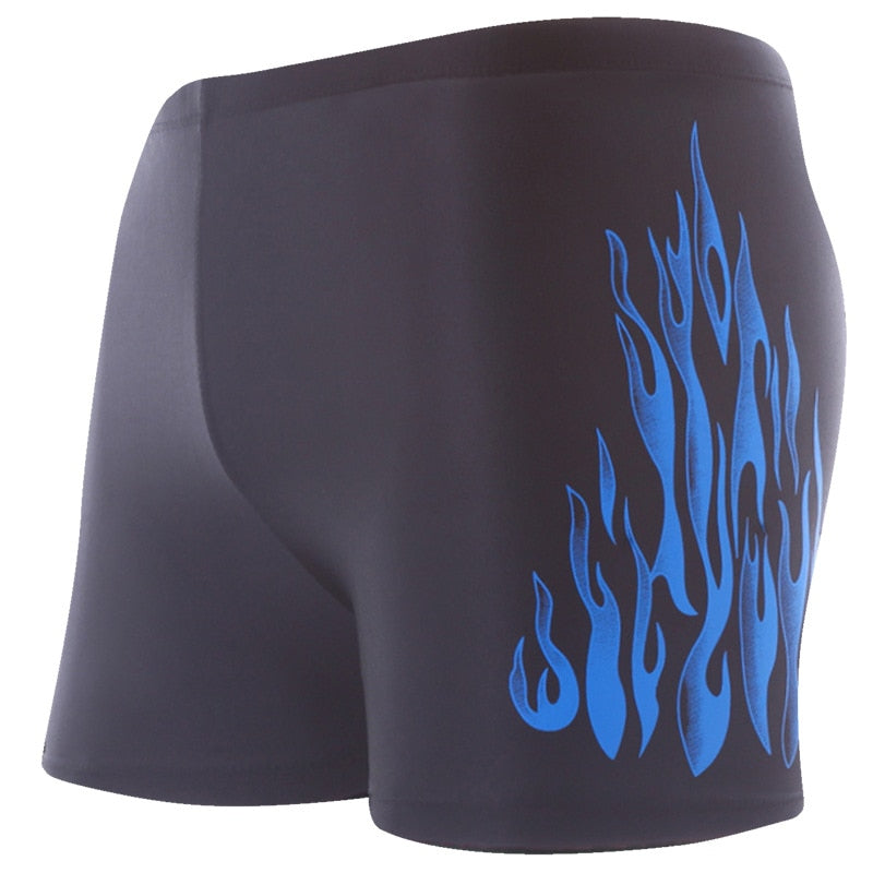 Flames Fire Print Men Swim Trunks Briefs Swimsuit Boxer Shorts Beach Wear Swimwear Mens Swimming Surfing Water Sport Suit Sunga
