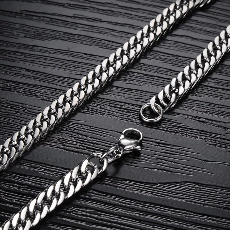 HNSP 8MM-14MM Stainless Steel Cuban Chain Necklace For Men Neck Jewelry Accessories Male Gift Wholesale