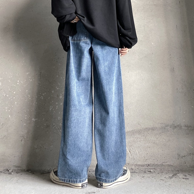 Vintage Washed Jeans Men Women Streetwear Jeans Harajuku Cartoon Anime Print Jeans Fashion GirlJeans Loose Wide Leg Pants Cotton