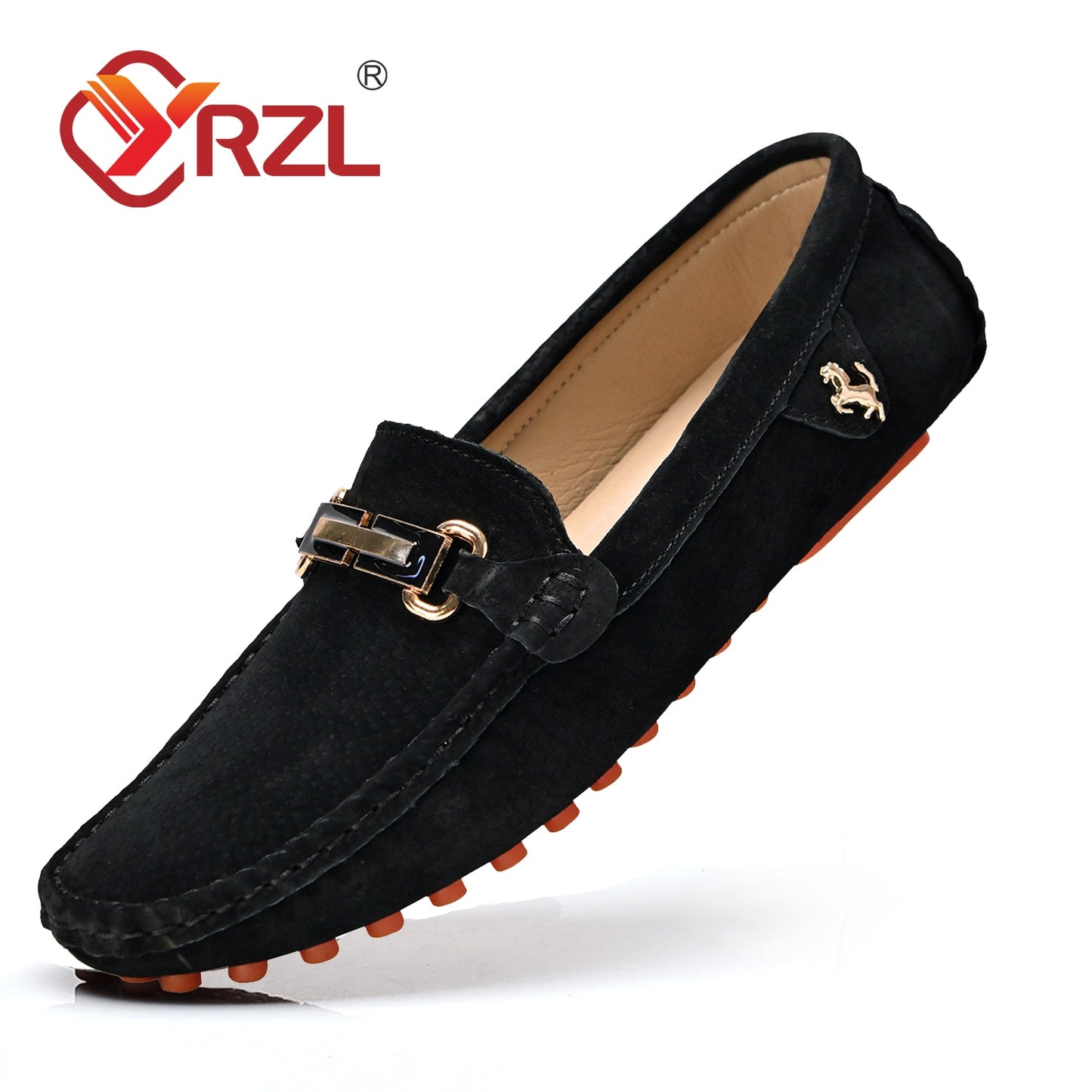 YRZL Loafers Men Big Size 48 Soft Driving Moccasins High Quality Flats Genuine Leather Shoes Men Slip-on Suede Loafers for Men