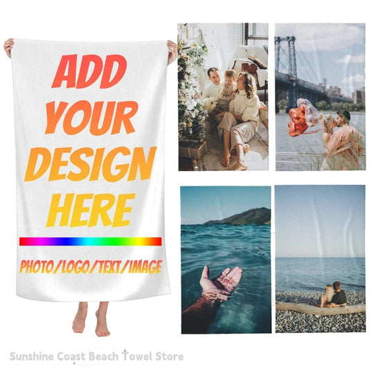 Custom Beach Towels Personalized Microfiber Towels Add Your Customized Photo Picture Text Logo Beach Quick Dry Pool Towel Travel
