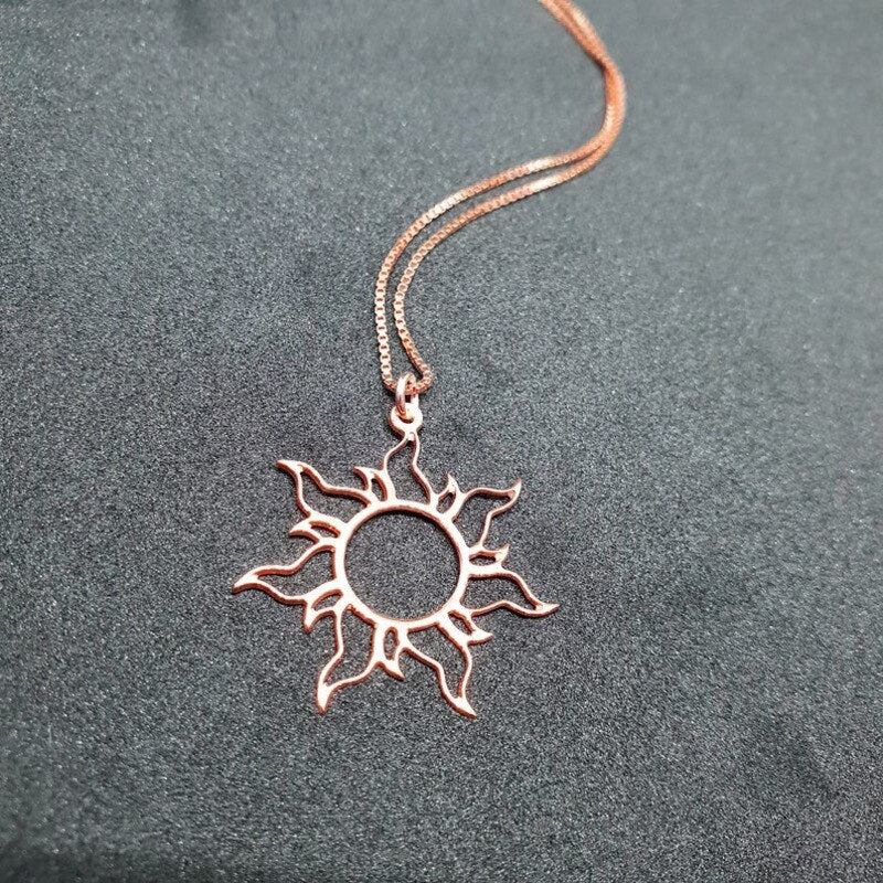 Stainless Steel Necklace Plated Ethnic Sun Totem Pendent Necklaces For Charm Women Birthday Fashion Jewelry Collares Para Mujer