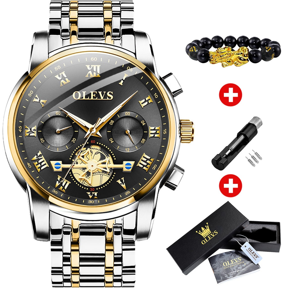 OLEVS Top Brand Men&#39;s Watches Classic Roman Scale Dial Luxury Wrist Watch for Man Original Quartz Waterproof Luminous Male reloj