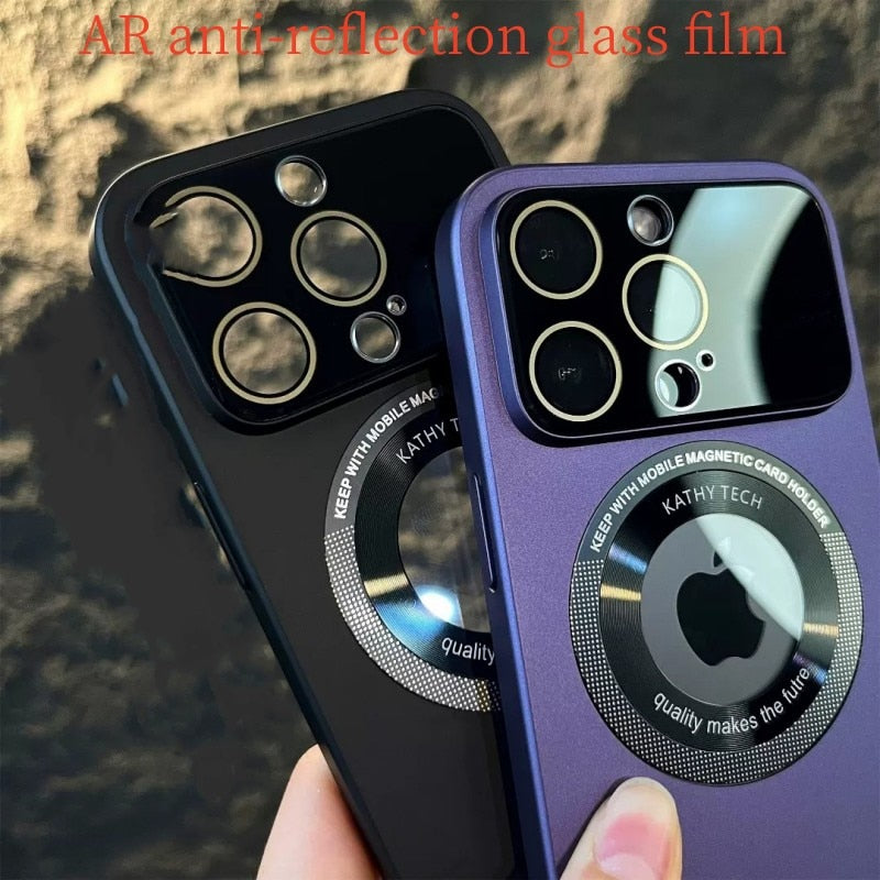 Suitable For Apple 14 Plus 13 Promax.12 Pro.11 Goggle Large Window Leakage Label Magnetic Absorption Matte Hard Phone Case