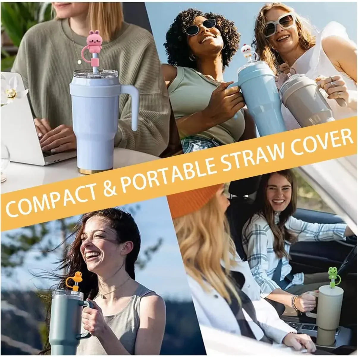 5/1Pcs Straw Cover Cap for Stanley Cup Silicone Straw Topper Compatible with 30&40Oz Tumbler with Handle Dust-Proof Reusable