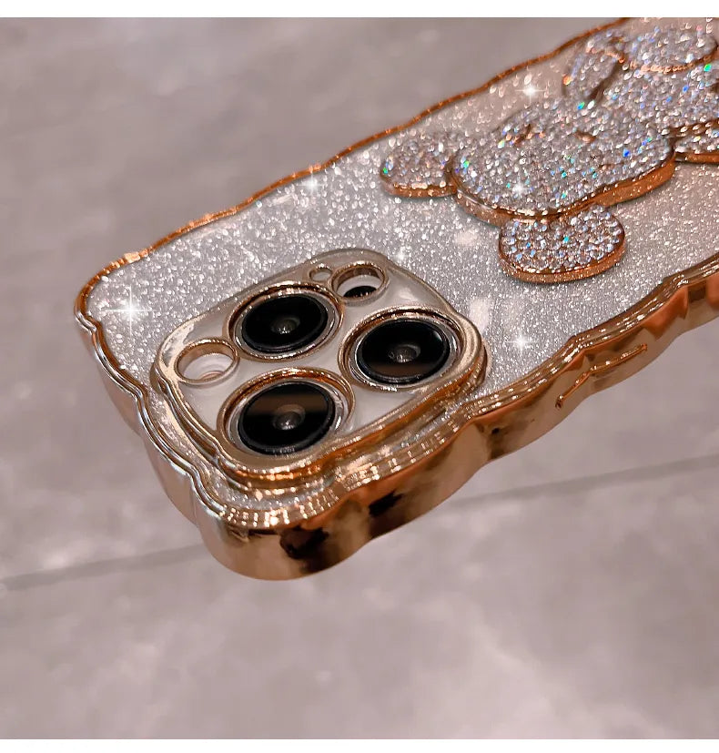 Bling Rhinestone for iPhone 11 14 12 13 Pro Max Case Glitter Diamond Cute Bear for iphone 14 13 8 7 SE XR Xs Max 14 Plus Cover