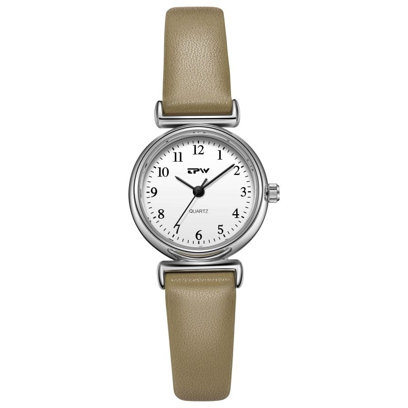 Mini Quartz Watch For Women Small Size 24mm Dial PU Leather Strap Minimalism