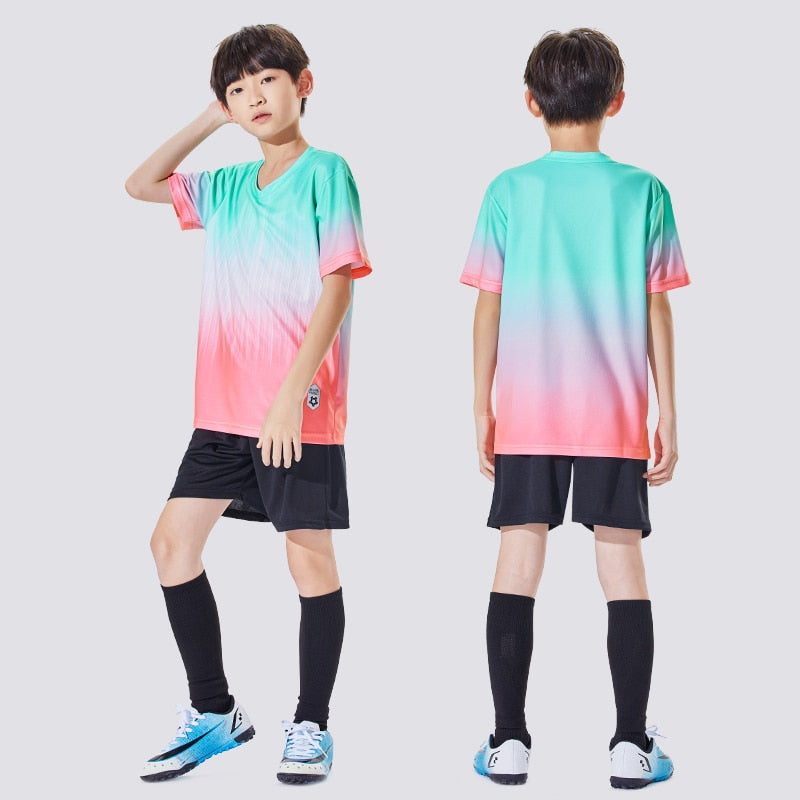 Wholesale Custom 100% Polyester Cheap Children&#39;s Soccer Jerseys Breathable Football Jersey Sets Soccer Uniform Set For Kids Y305