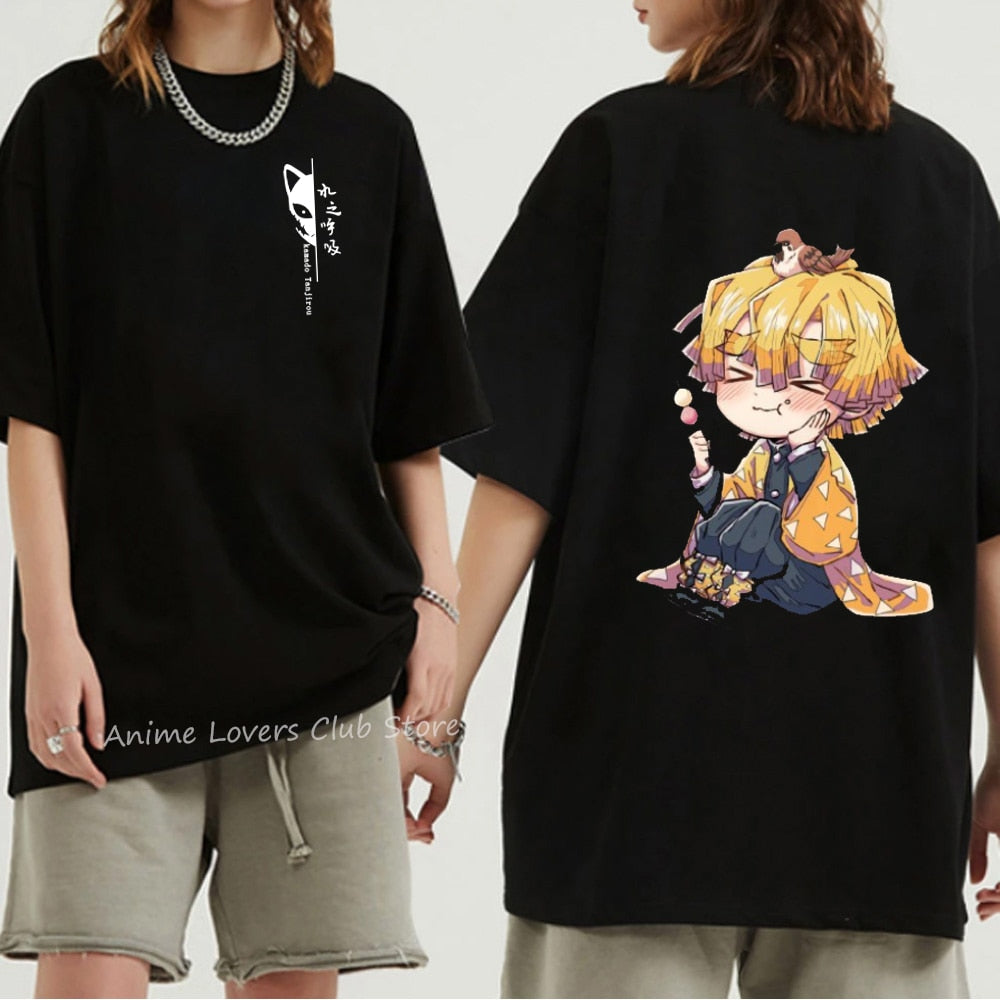 Unisex Demon Slayer T Shirt 100% Cotton T-Shirts Anime Print T-Shirt Rengoku Kyoujurou Nezuko Ninja Short Top Y2k Harajuku Tops